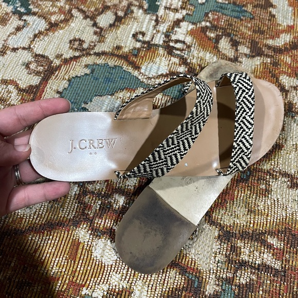 J.Crew Raffia Boardwalk Sandals Women’s Size 8 Black/Tan Sandals